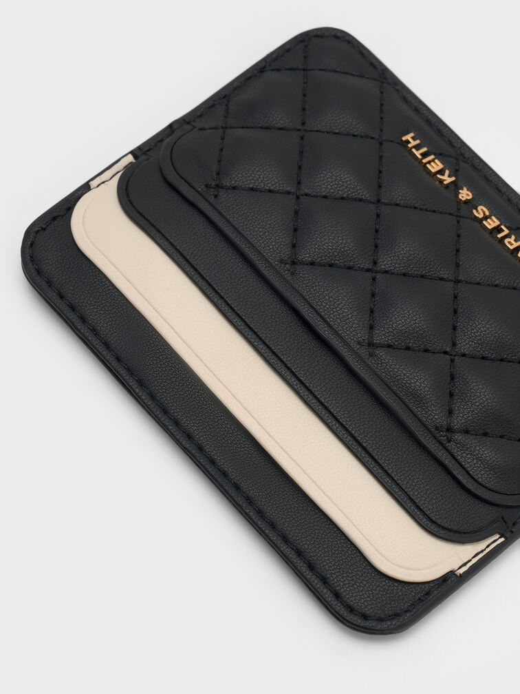Cleo Two-Tone Quilted Card Holder, Midnight Black, hi-res