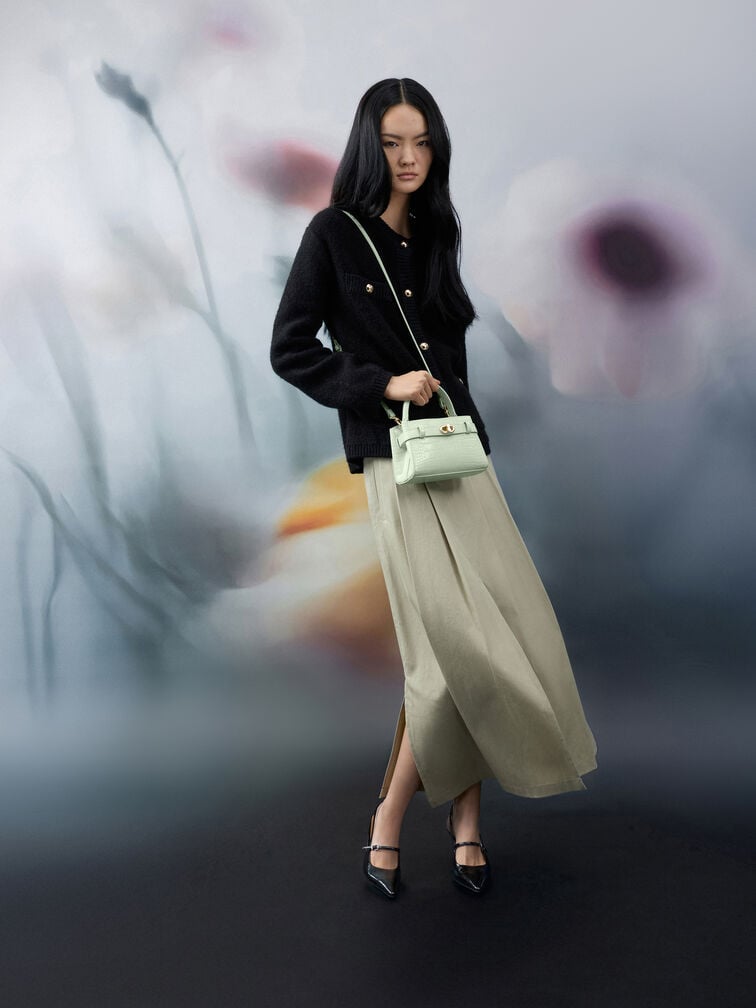 Aubrielle Croc-Effect Top Handle Bag, Mint Green, hi-res