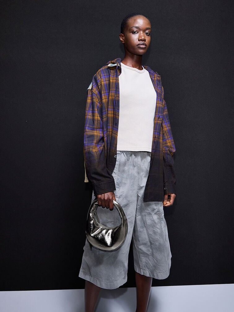 Micro Toni Knotted Crescent Hobo Bag, Pewter Micro Toni Knotted Crescent Hobo Bag, Pewter, hi-res