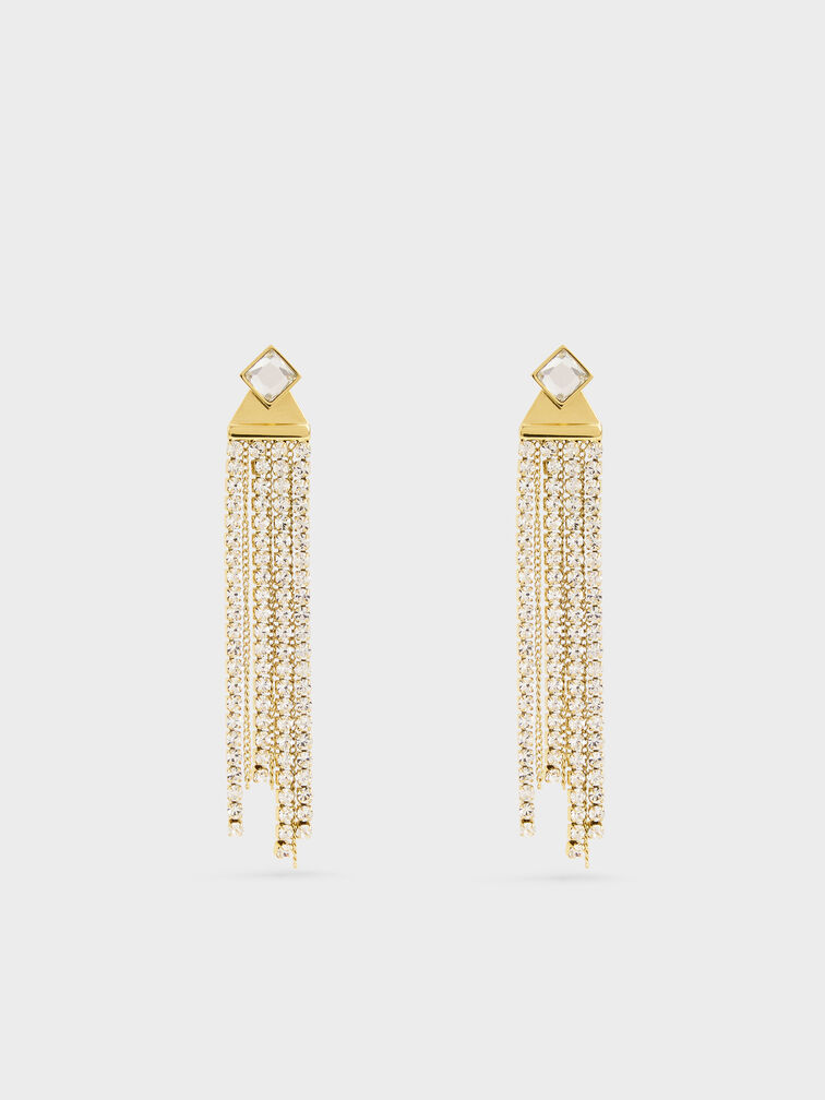 Quincy Crystal Drop Earrings, Gold, hi-res