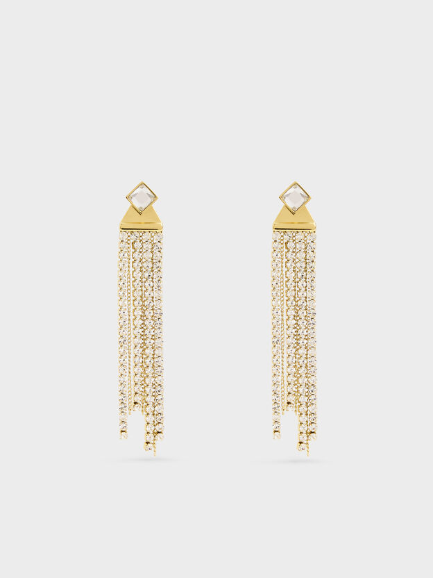 Quincy Crystal Drop Earrings, Gold, hi-res