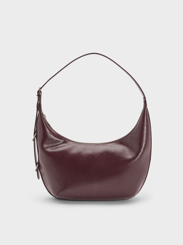 Bryna Curved Hobo Bag, Wineberry Red, hi-res