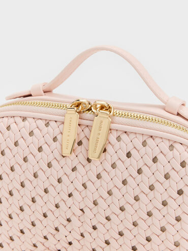 Azure Woven Crossbody Bag, Soft Pink, hi-res