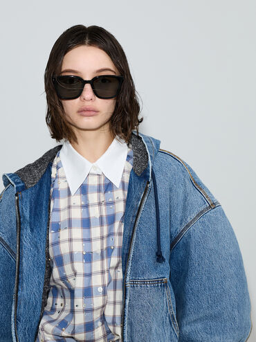 Maude Recycled Acetate Square Sunglasses, Black, hi-res