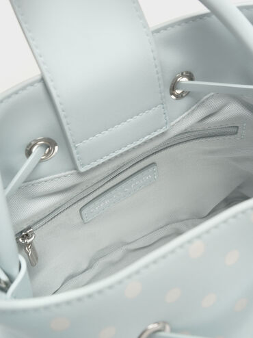 Hazel Polka-Dot Bow Bucket Bag, Sea Salt Blue, hi-res