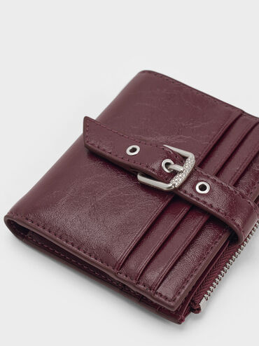 Blaise Grommet-Belt Top-Zip Small Wallet, Wineberry Red, hi-res