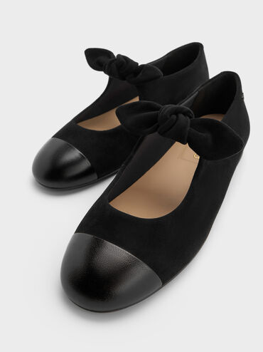 Suede & Leather Mary Janes, Black, hi-res