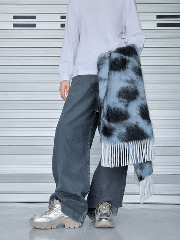 Yunna Metallic Leather & Recycled Fabric Chunky Sneakers, Silver, hi-res