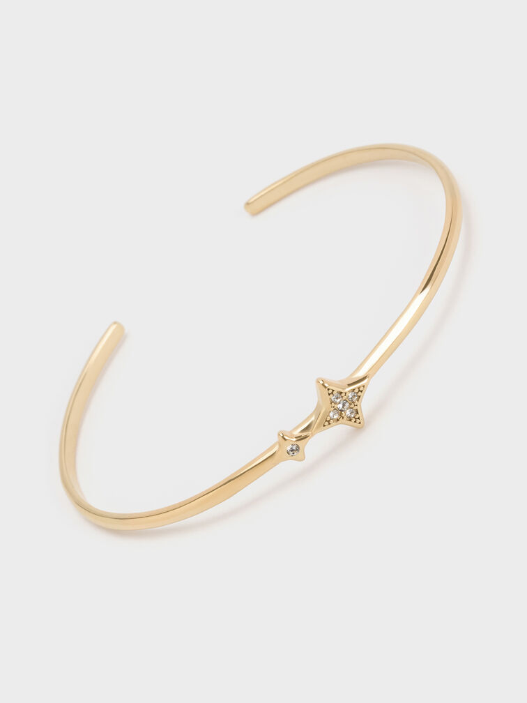 Everest Crystal Star Bangle, Gold, hi-res
