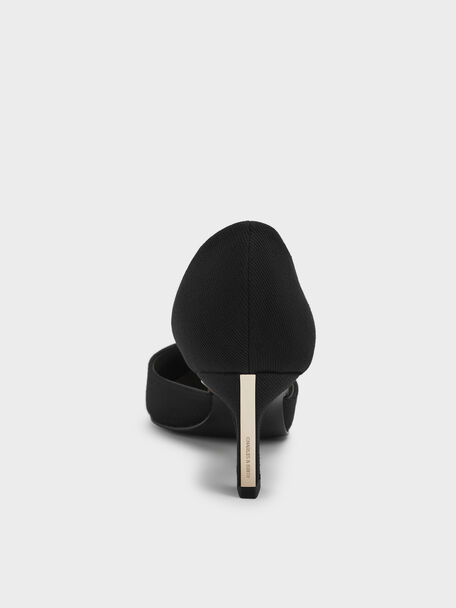 Kerra Twill Pointed D'Orsay Pumps, Black Textured, hi-res