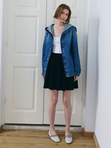 Georgie Chain Mary Jane Flats, Light Grey, hi-res