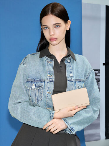 Muriel Front Flap Long Wallet, Oat, hi-res