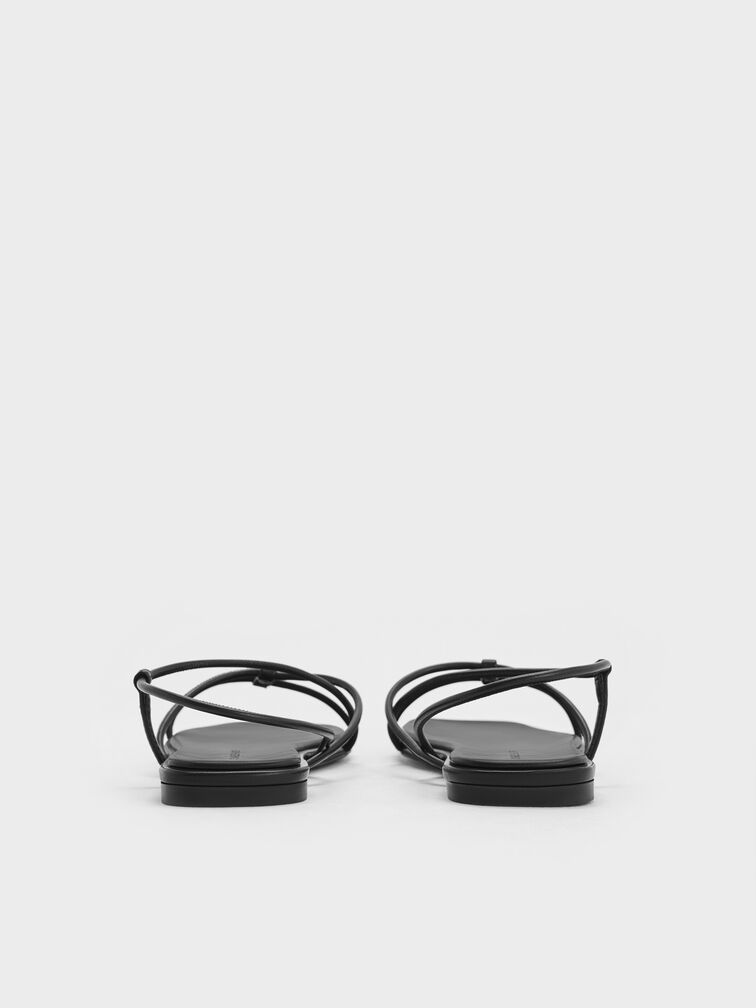 Square-Toe Strappy Sandals, Black, hi-res
