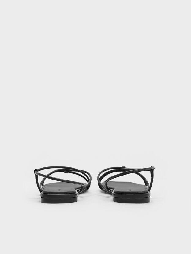 Square-Toe Strappy Sandals, Black, hi-res