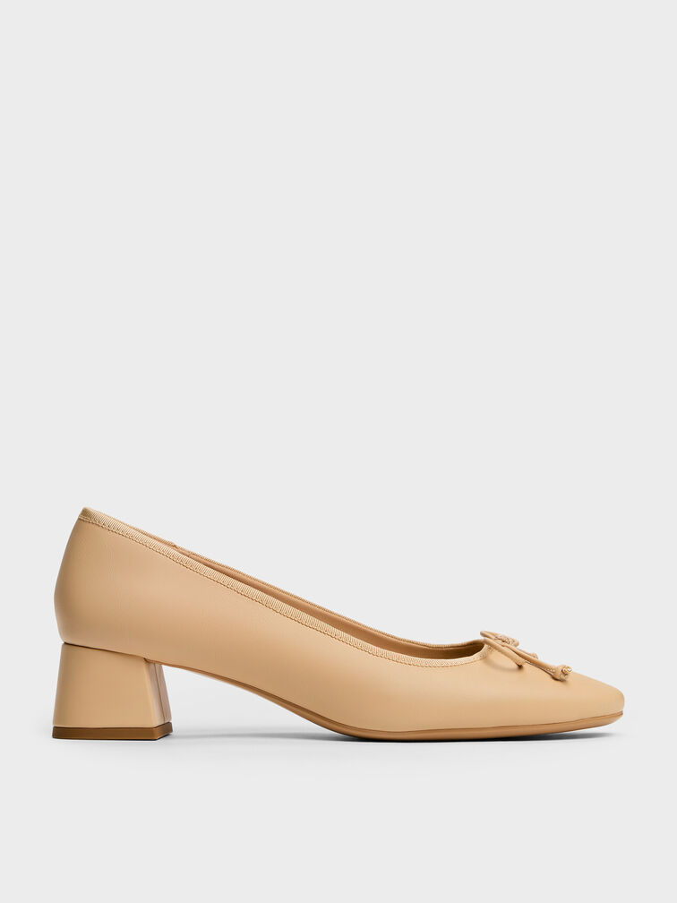 Bow Ballet Pumps, Sand, hi-res
