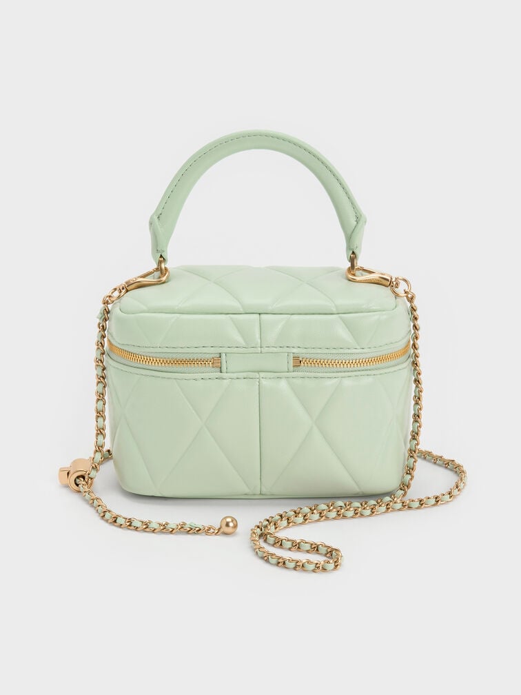 Arwen Quilted Top Handle Vanity Bag, Mint Green, hi-res