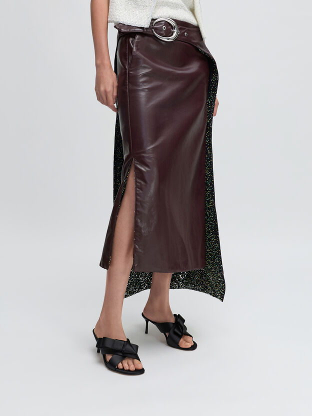 Pleated-Bow Heeled Mules, Black Textured, hi-res