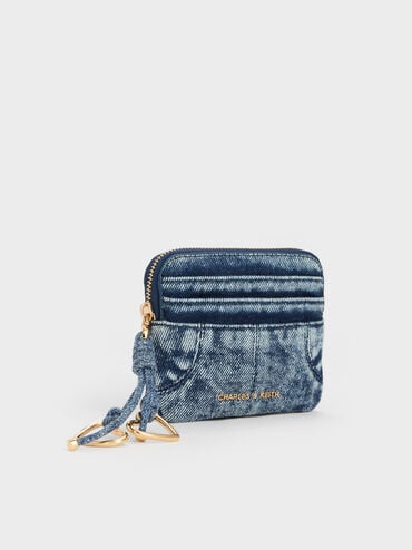 Ciara Denim Top-Zip Card Holder, Denim Blue, hi-res