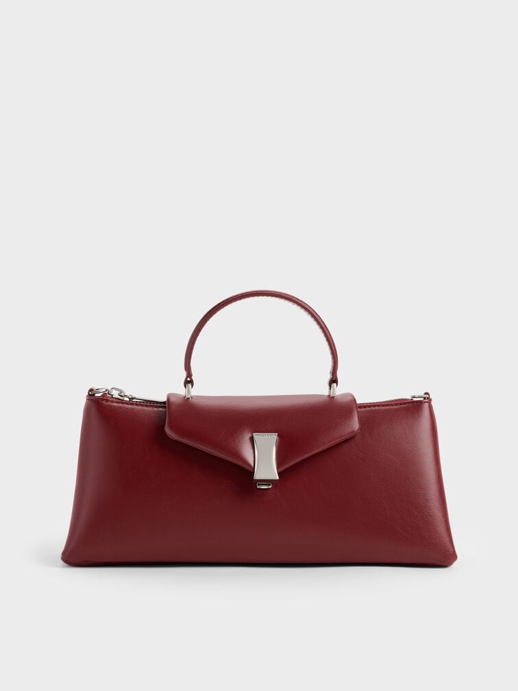 Lilibet Elongated Top Handle Bag, Burgundy, hi-res