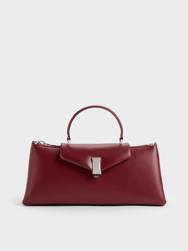 Lilibet Elongated Top Handle Bag, Burgundy, hi-res