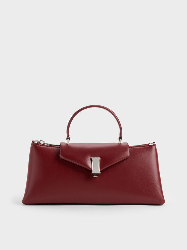 Lilibet Elongated Top Handle Bag, Burgundy, hi-res