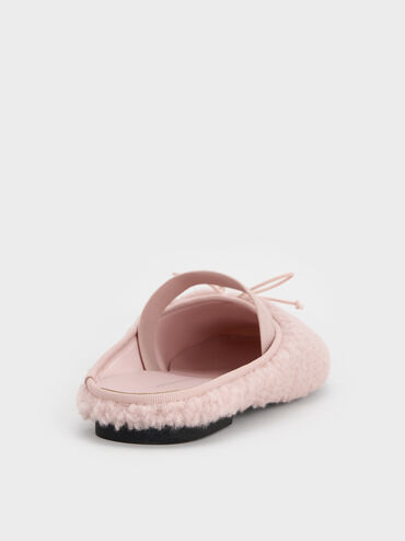 Nancy Faux Shearling Bow Ballet Mules, Pink, hi-res