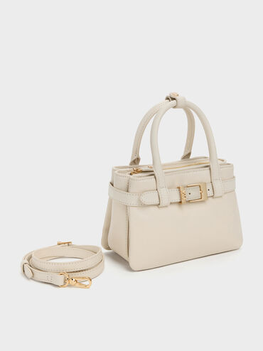 Jody Leather Belted Tote Bag, Chalk, hi-res