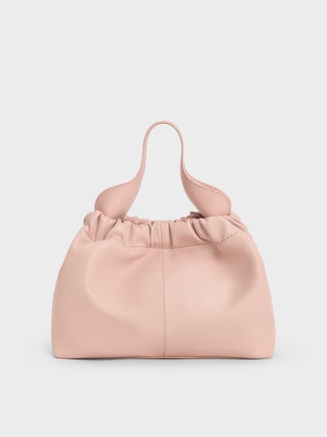 Ally Ruched Slouchy Chain-Handle Bag, Light Pink, hi-res