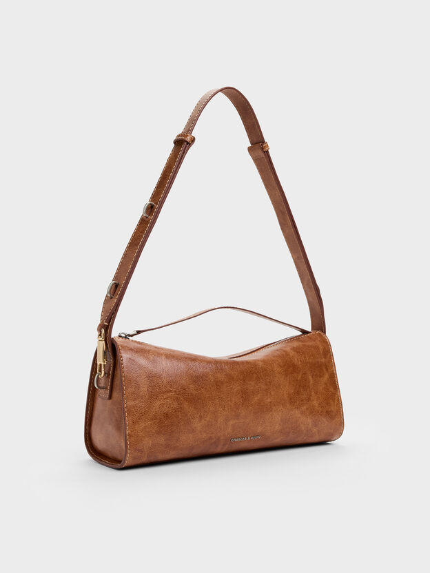 Delfina Elongated Shoulder Bag, Distressed Tan, hi-res
