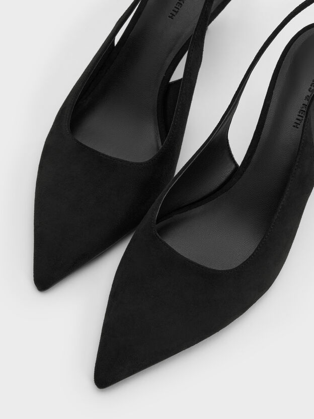 Kaia Faux Suede Slingback Pumps, Black Textured, hi-res