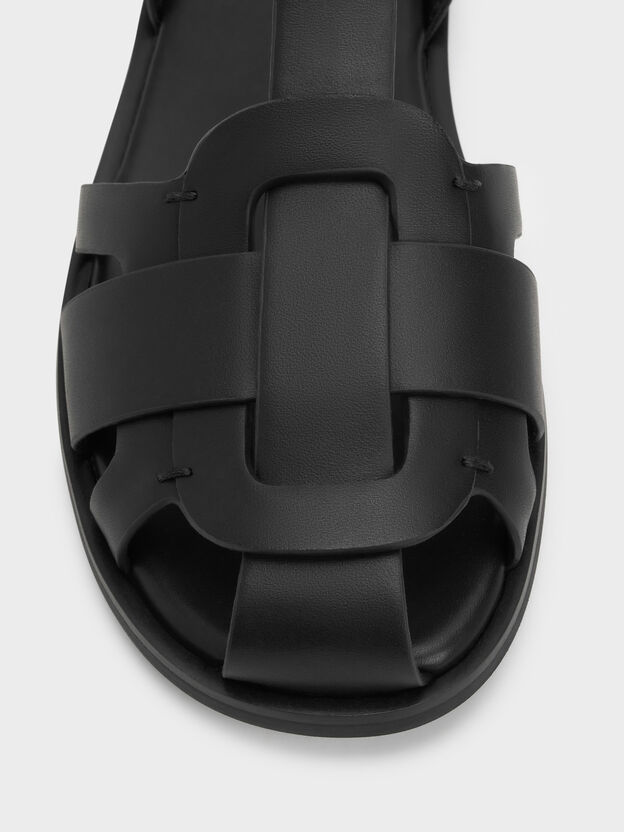Easley T-Bar Caged Sandals, Black, hi-res