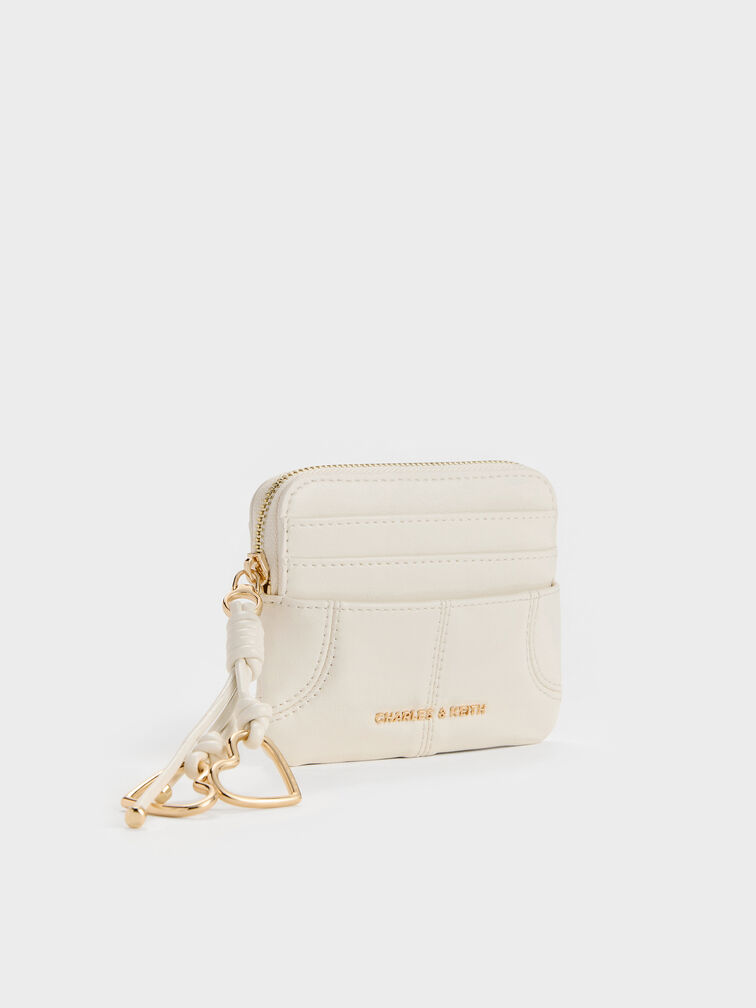 Ciara Top-Zip Card Holder, Cream, hi-res
