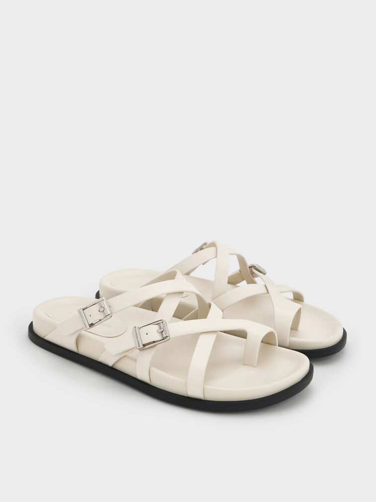 Crossover Toe-Ring Sandals, Chalk, hi-res