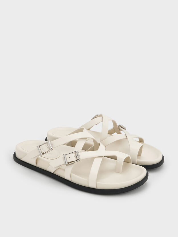Crossover Toe-Ring Sandals, Chalk, hi-res