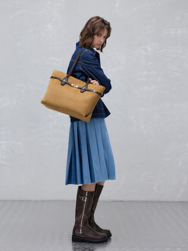 Arlet Double-Handle Belted Tote Bag, Sahara Sand, hi-res