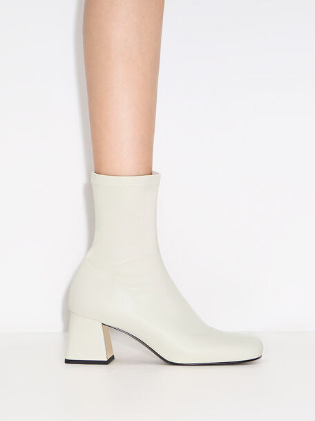 Jully Metallic Trapeze Heel Ankle Boots, Chalk, hi-res