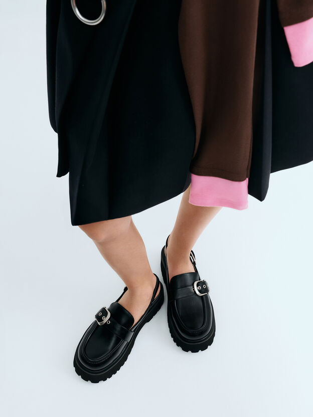 Eliot Platform Slingback Loafers, Black, hi-res