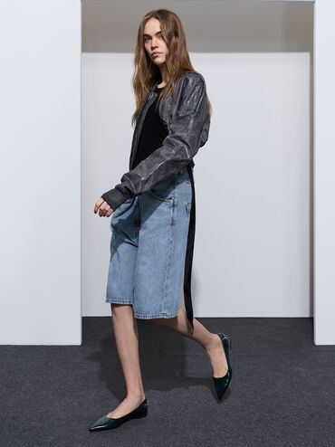 Erinna Metallic-Accent Pointed-Toe Flats, Black Box, hi-res