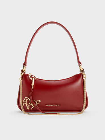 Elspeth Horse-Motif Shoulder Bag, Tomato Red, hi-res