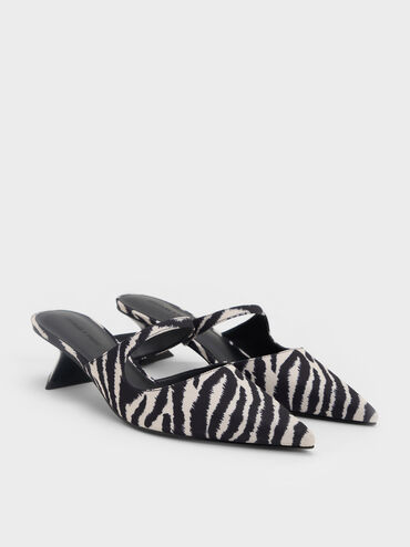 Vada Zebra-Print Asymmetric Sculptural Heel Pumps, Animal Print White, hi-res