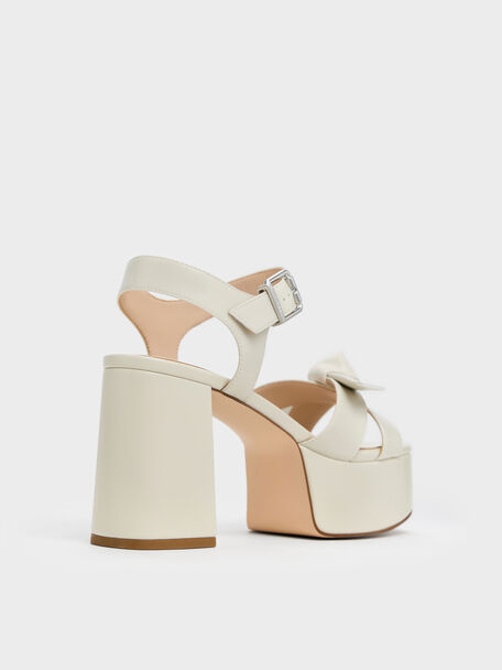 Anika Knot-Bow Platform Sandals, Chalk, hi-res
