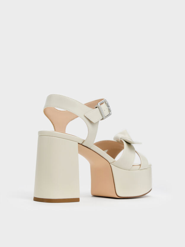 Anika Knot-Bow Platform Sandals, Chalk, hi-res