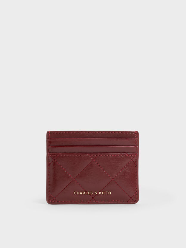 Janie Quilted Card Holder, Burgundy, hi-res