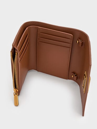 Edna Turn-Lock Knotted-Strap Wallet, Chocolate, hi-res