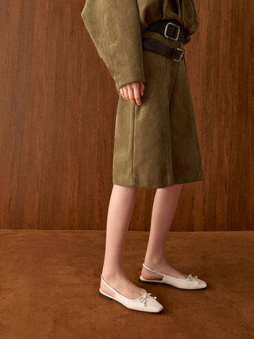Barbara Pearl-Bow Slingback Flats, Chalk, hi-res
