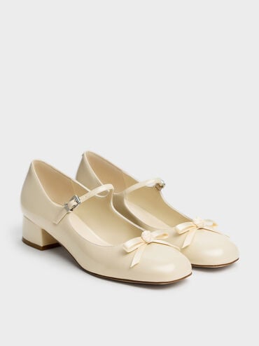 Kelis Rose-Bow Mary Jane Pumps, Beige, hi-res