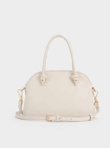 Sammie Knotted-Handle Bowling Bag, Cream, hi-res