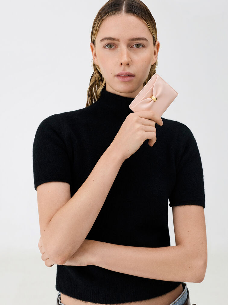 Halsey Ruched Card Holder, Soft Pink, hi-res