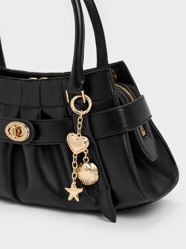 Isolde Belted Ruched Crossbody Bag, Black, hi-res