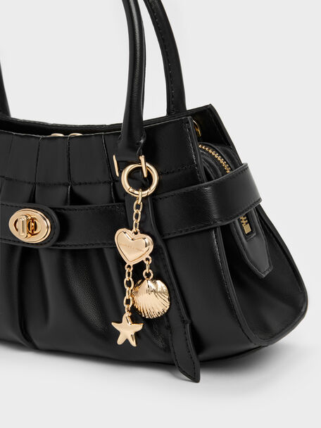 Isolde Belted Ruched Crossbody Bag, Black, hi-res